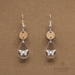 oak and acrylic teardrop dangle earrings with an engraved butterfly