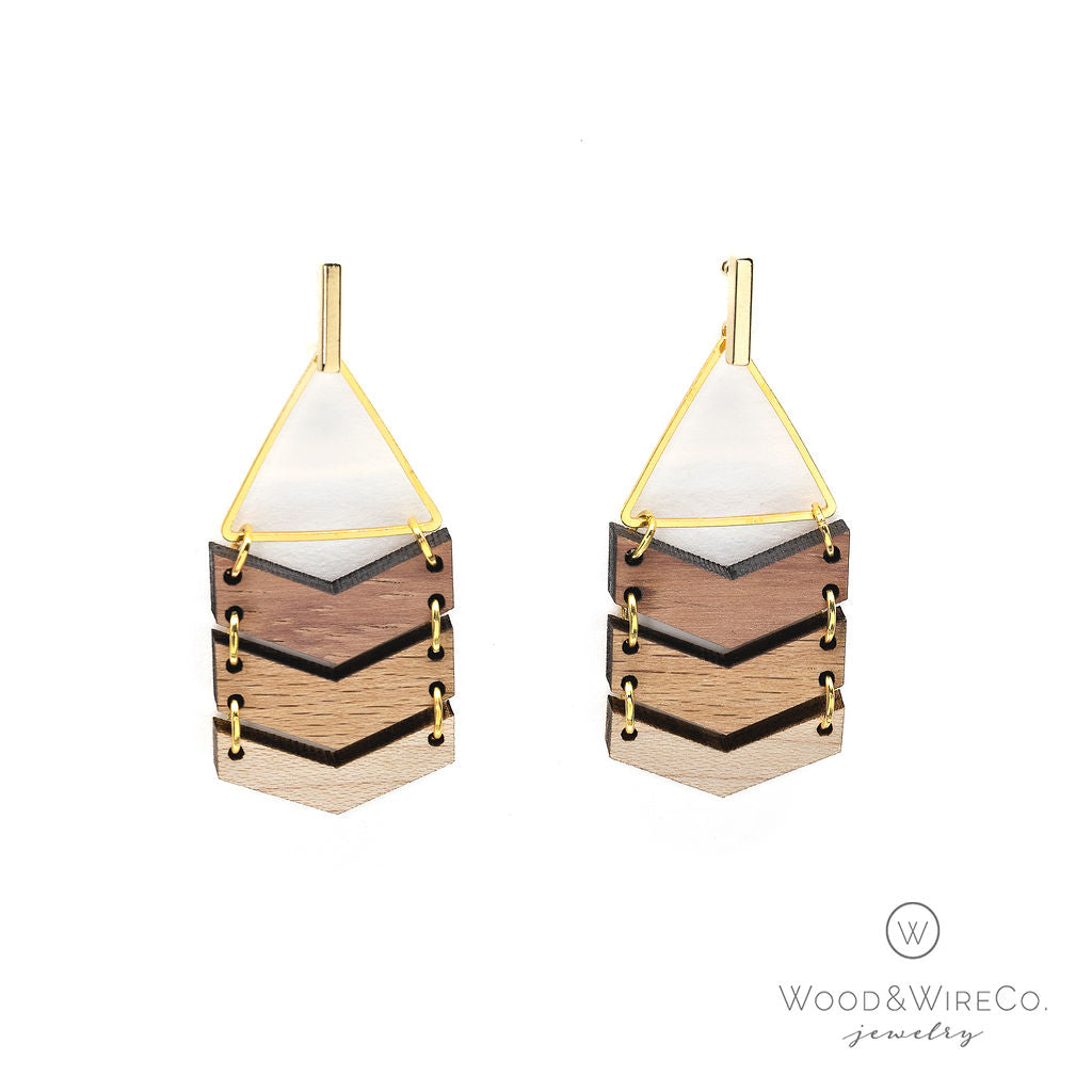 chevron earrings with gold