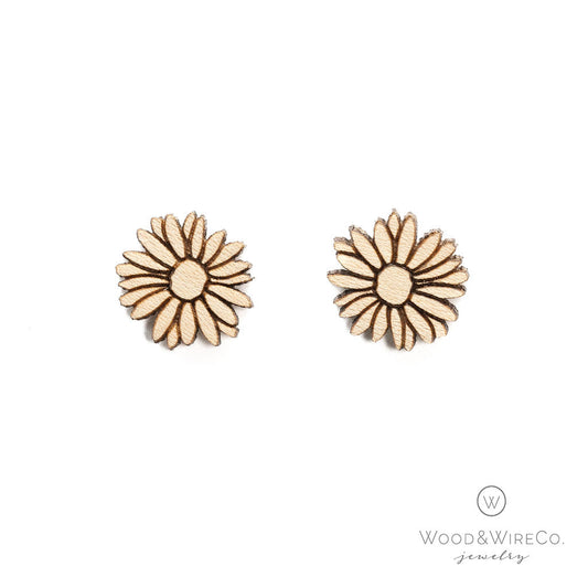 Earrings - Daisy Wood Stud Earrings