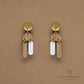 gold post and wood earrings