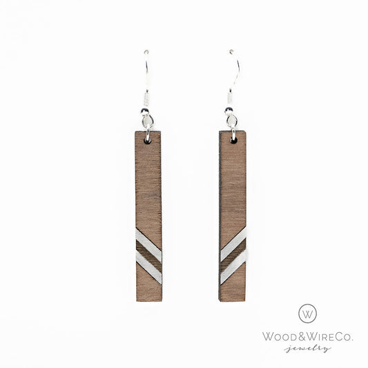 New Earrings - Race Striped Bar Wood Earrings