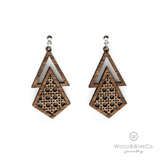 New Earrings - Rattan Design Wood Earrings