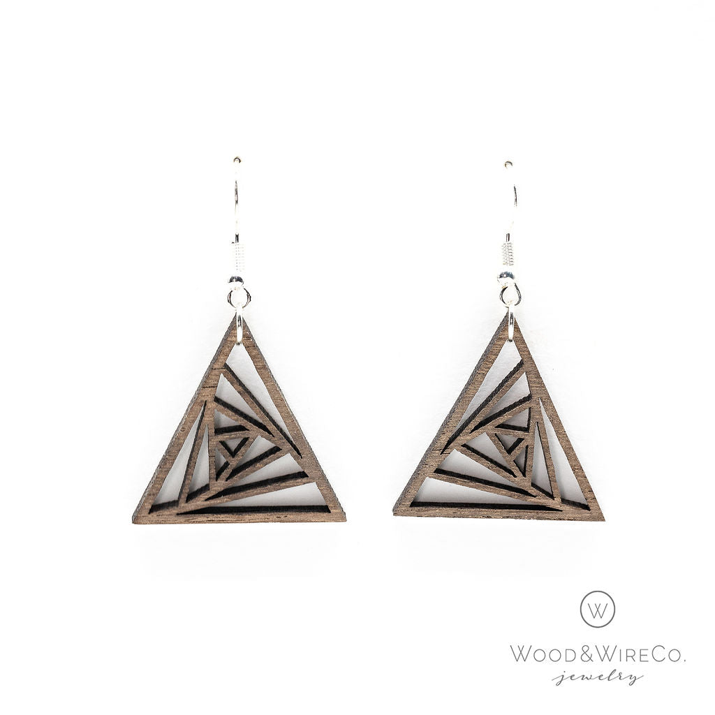 triangle wood earrings