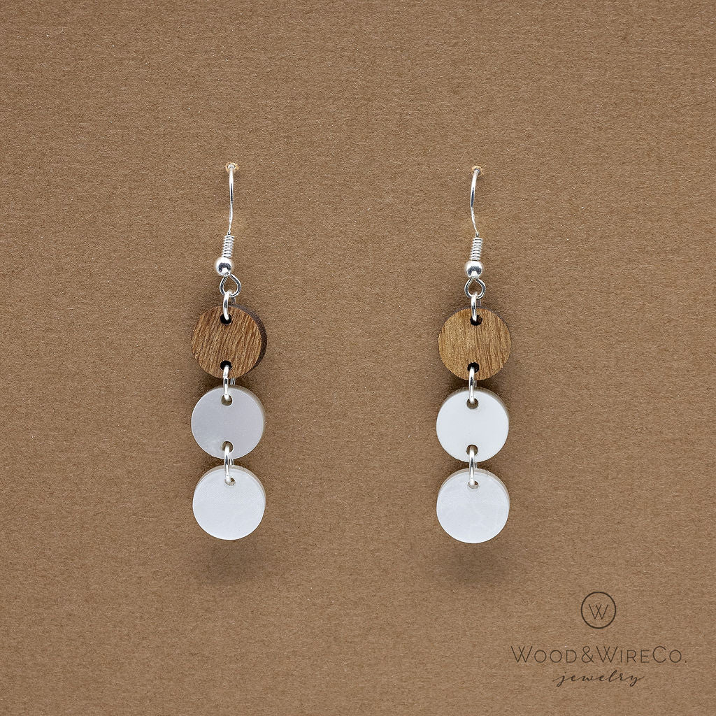 Earrings - Three Circle Silver Dangle