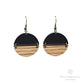 round black and wood earrings